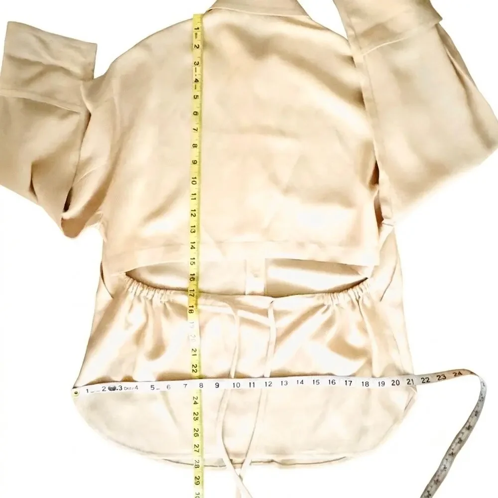 Vince Peach Yellow Tie Back Linen Blend Shirt Shacket Top Womens Size Small NWOT